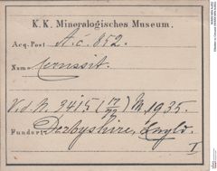 Etiketten zu Cerussit (NHMW-MIN-Ac852)